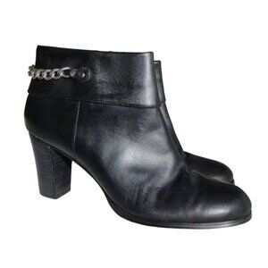 Adrienne Vittadini Clarine Ankle Boot Size 10 Heel Leather Chain